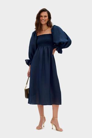 Sleeper Atlanta Linen Dress - Navy | Garmentory