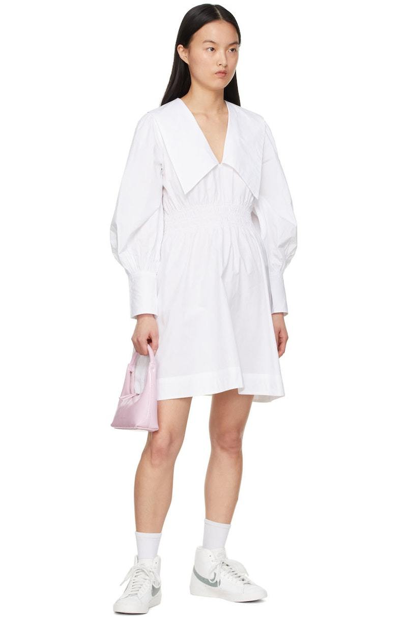 【関税&送料込】Ganni Mini Abito In Cotone Organico GANNI White Organic Cotton Mini Dress | Garmentory