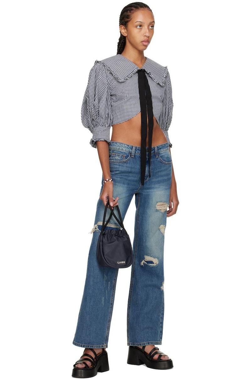 GANNI ミニノットバッグ ネイビー GANNI ミニノットバッグ ネイビー