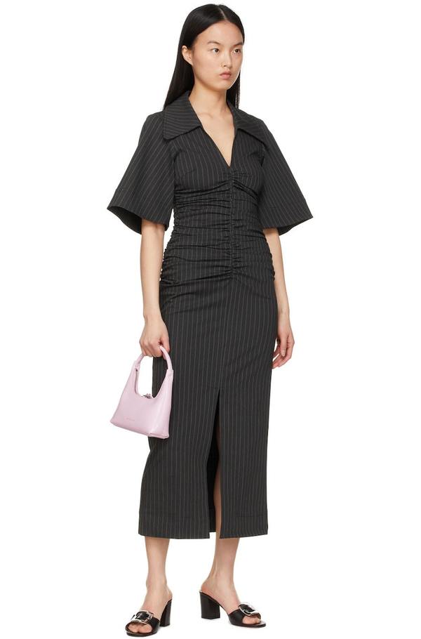 GANNI Recycled Polyester Midi Dress - Grey | Garmentory