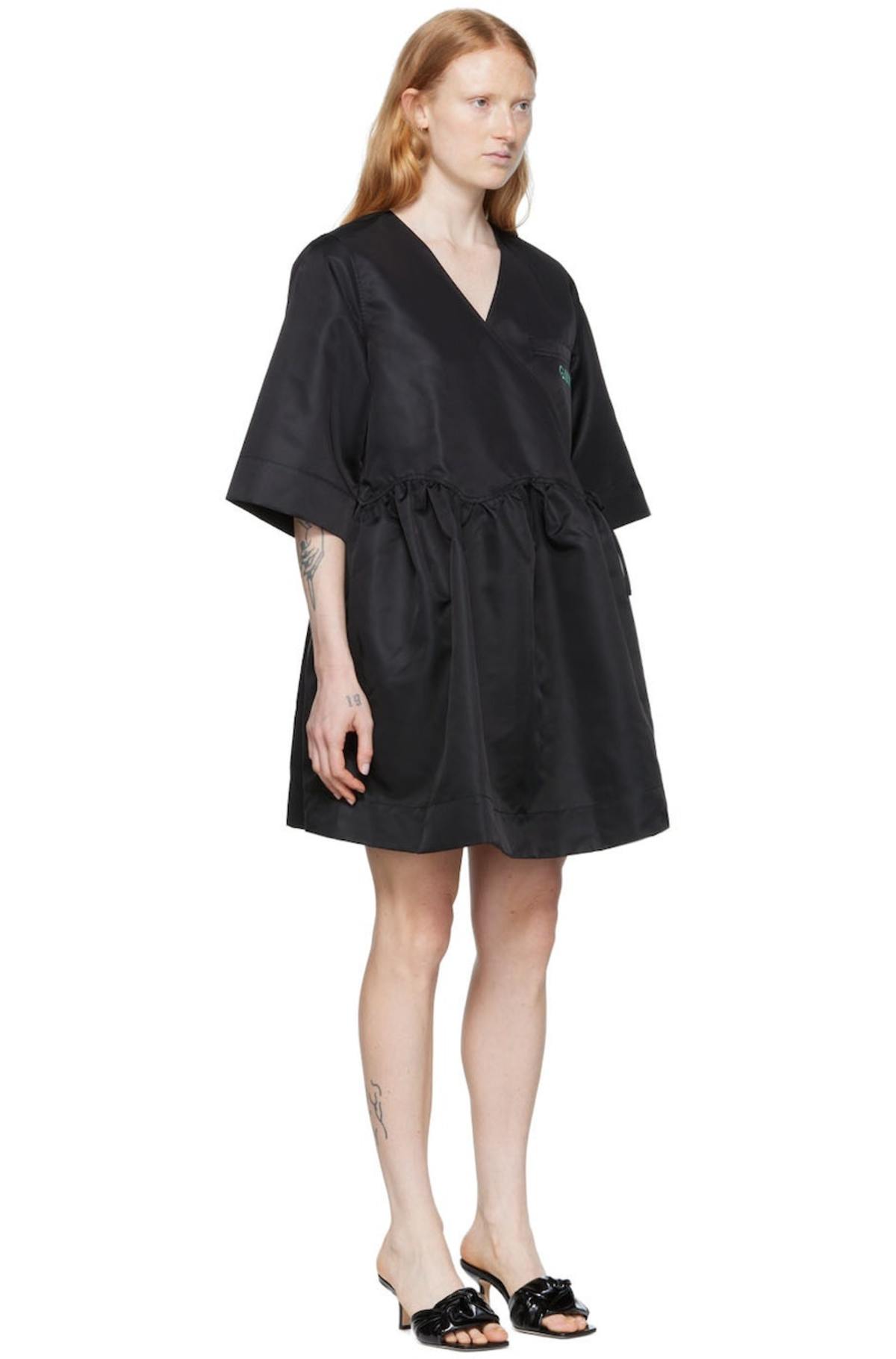 GANNI Recycled Nylon Sport Dress - Black | Garmentory