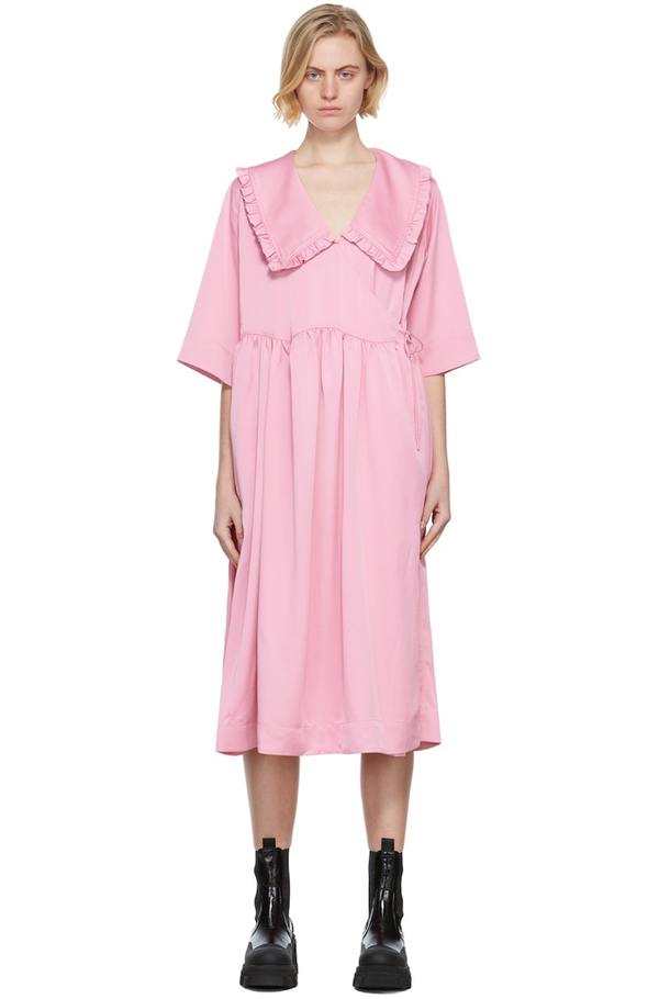 ワンピース GANNI Woman Dress Pink F7640 393 ガニー GANNI GANNI ワンピース Melange Sleeveless Dress K1898