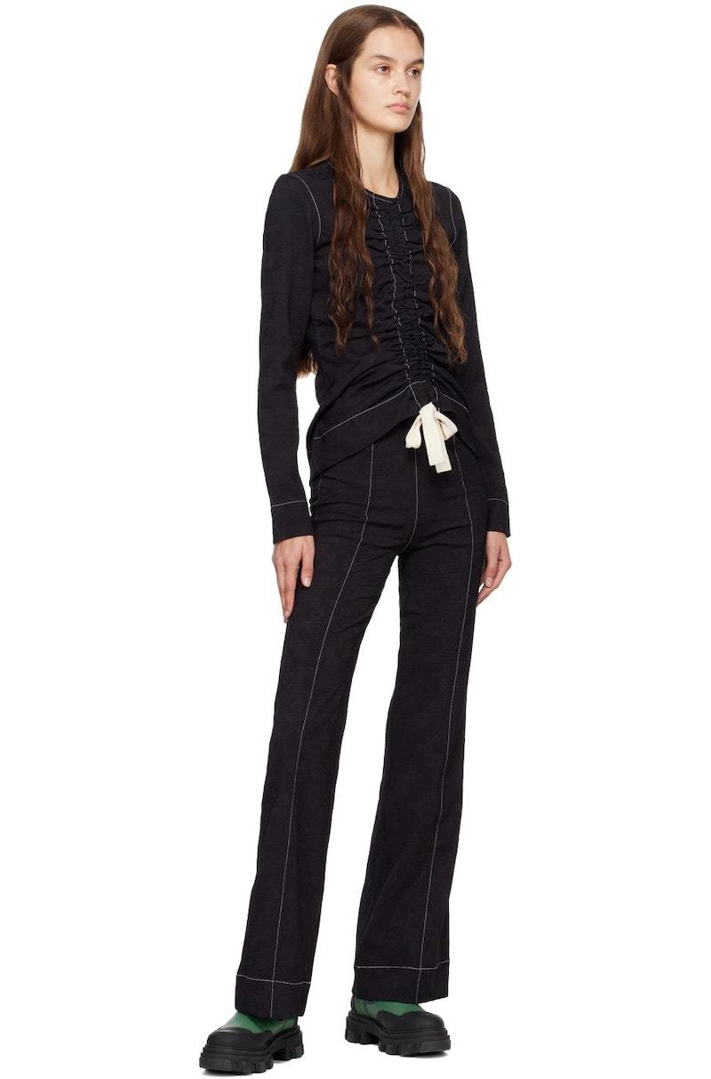 GANNI Jacquard Trousers - Black | Garmentory