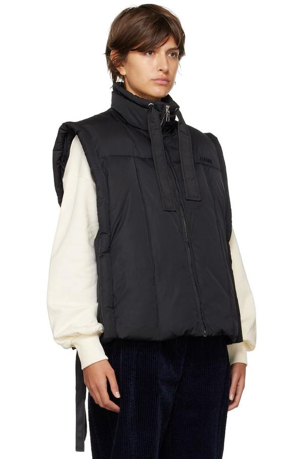 GANNI Oversized Puff Vest - Black | Garmentory