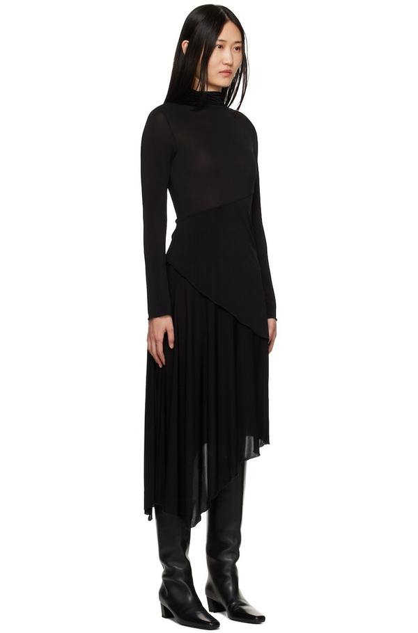 navy blue dress for baby girl BCBGMAXAZRIA Womens Turtleneck Asymmetric Midi Dress