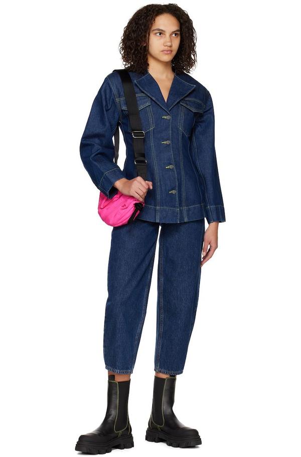 GANNI Fitted Denim Blazer - Navy | Garmentory