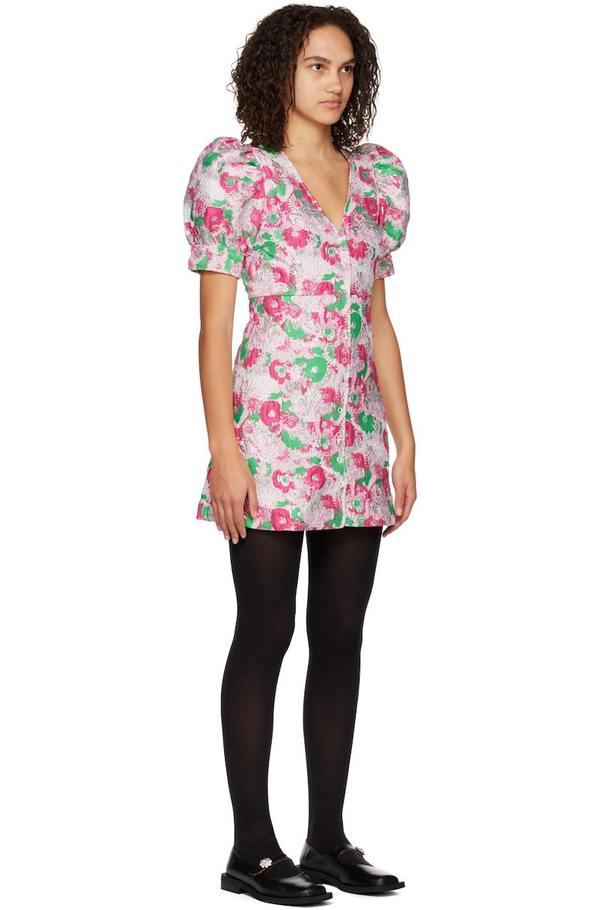 ganni pink floral dress Ganni Floral-print Mini Dress