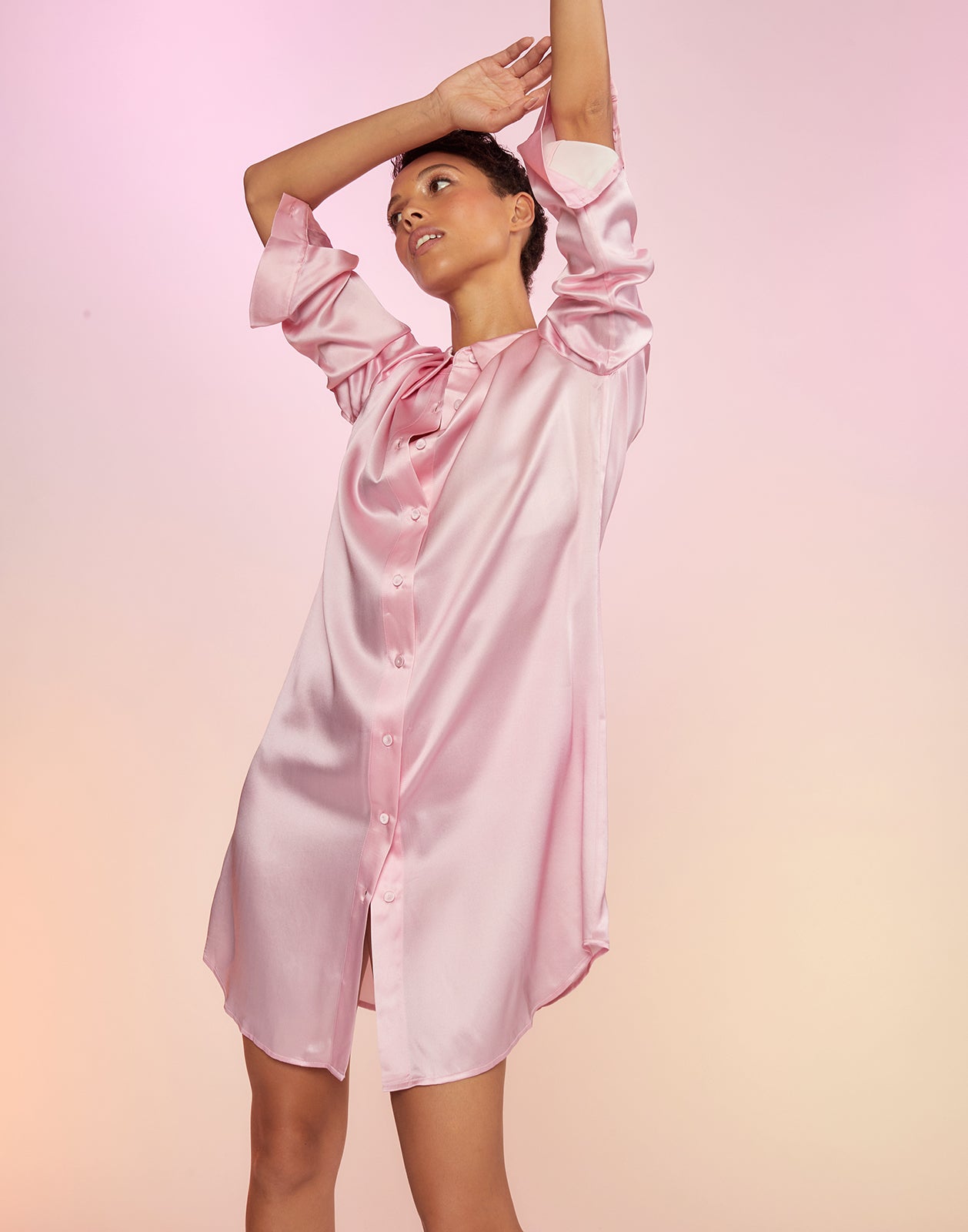 Cynthia Rowley Silk Charmeuse Shirt Dress - Pink Cynthia Rowley Silk Charmeuse Shirt Dress - Pink