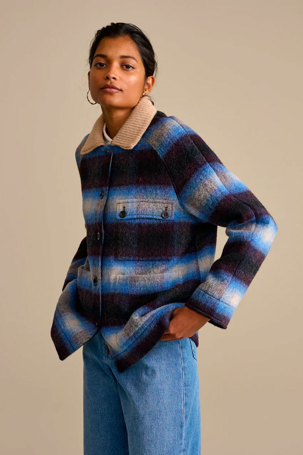 Bellerose Volkan Check A Jacket - Blue/Brown | Garmentory