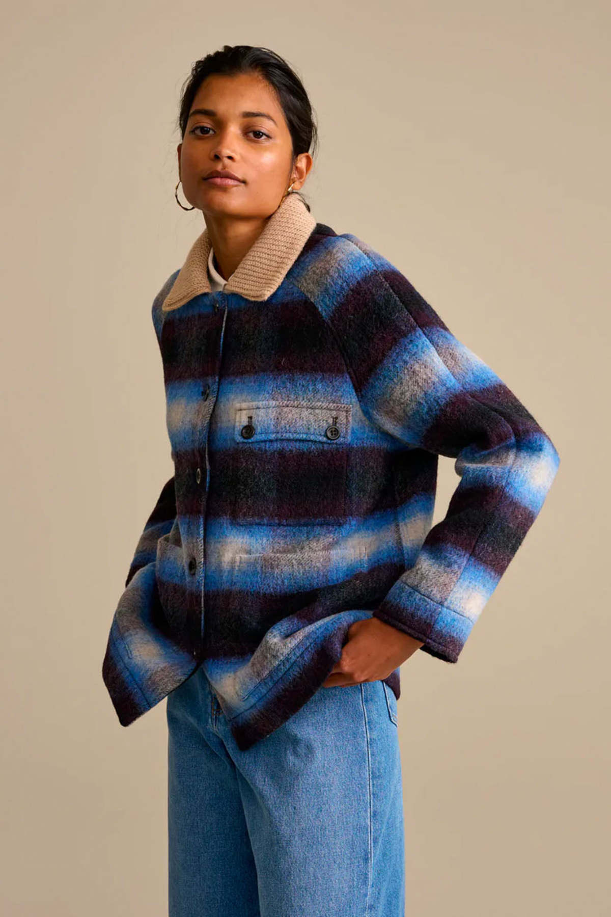 Bellerose Volkan Check A Jacket - Blue/Brown | Garmentory