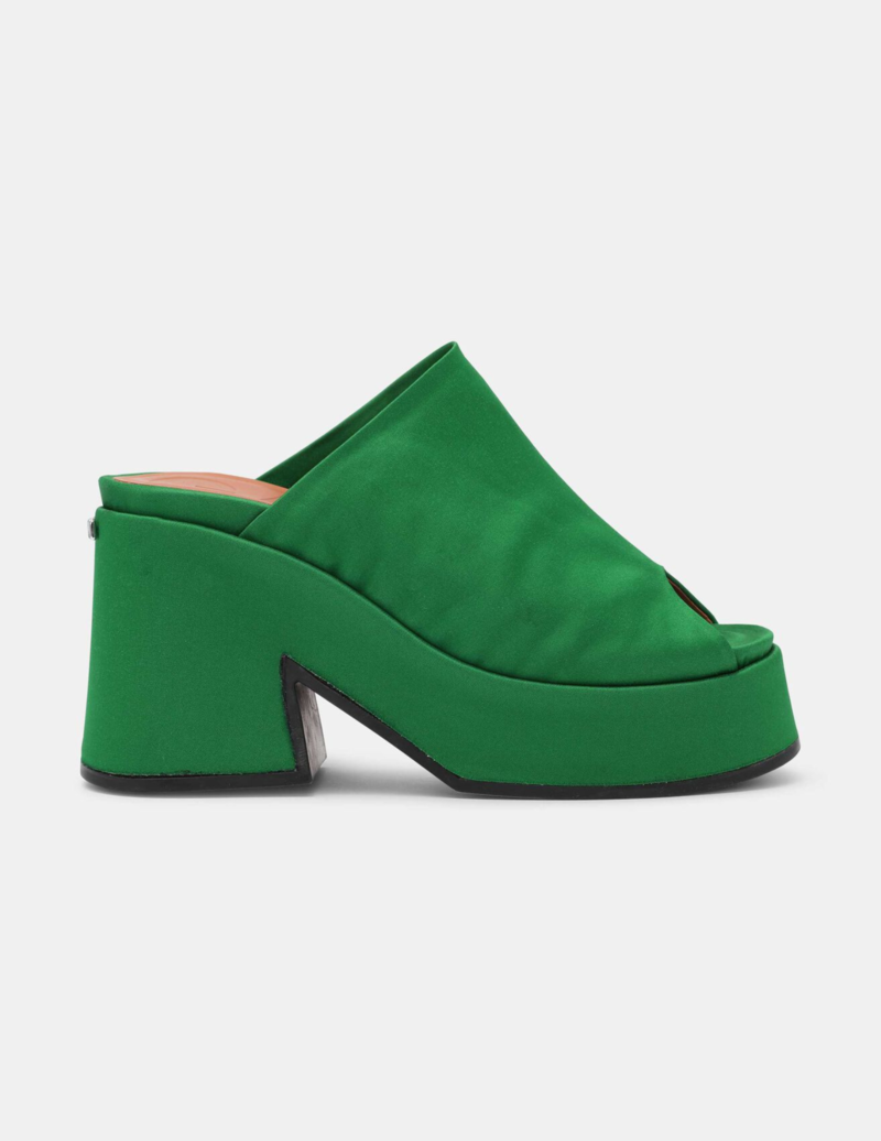 Ganni Retro Platform Wedge Mule - Kelly Green | Garmentory