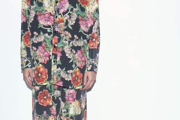 Strathcona Watercolour Bouquet Unisex Silk Dress Shirt - Online Only Strathcona Watercolour Bouquet Unisex Silk Dress Shirt - Online Only