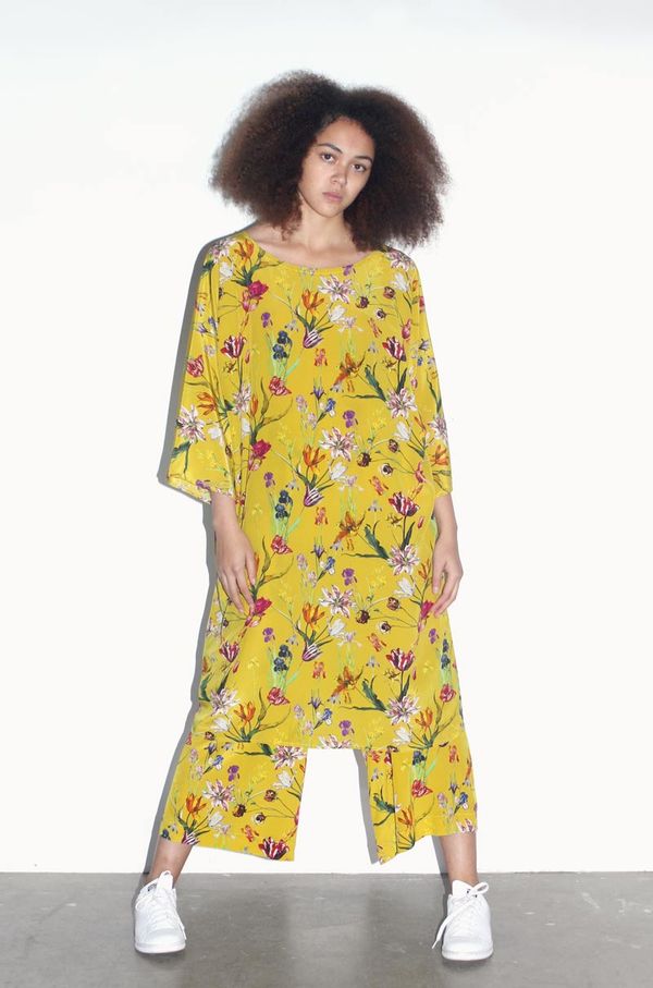 Strathcona Yellow Tulip Garden Silk Culotte Strathcona Yellow Tulip Garden Silk Culotte