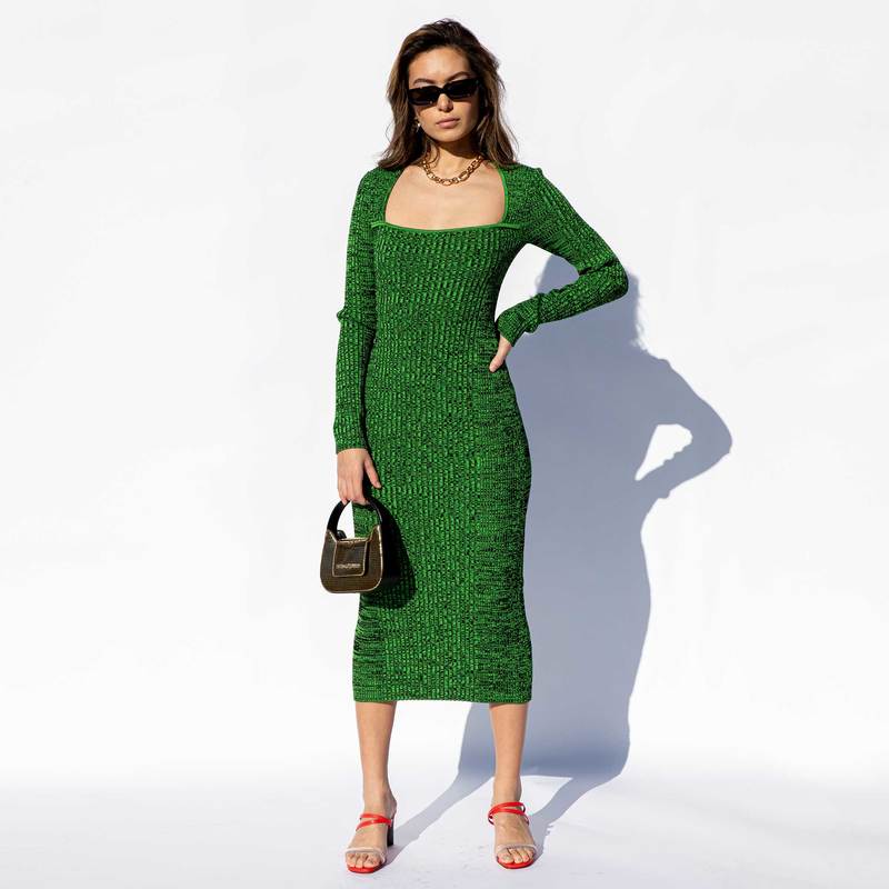 green emerald velvet dress GANNI 
