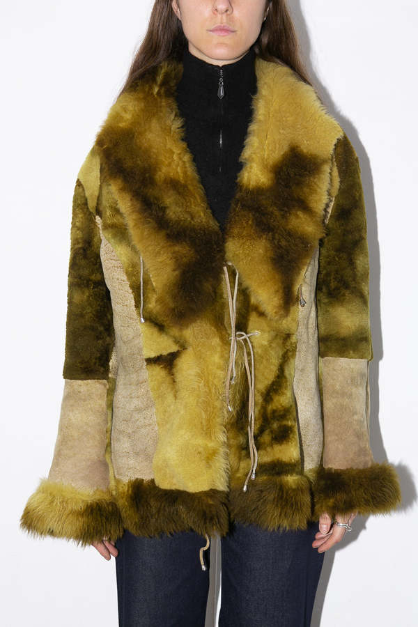 Shearling Coat Green Tie Dye Garmentory