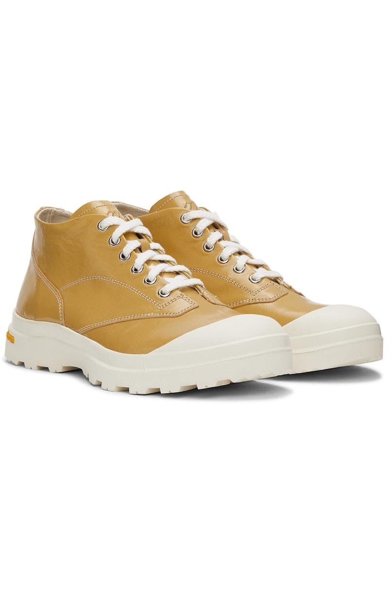Our Legacy Yellow Tar Dip Mid Sneakers | Garmentory