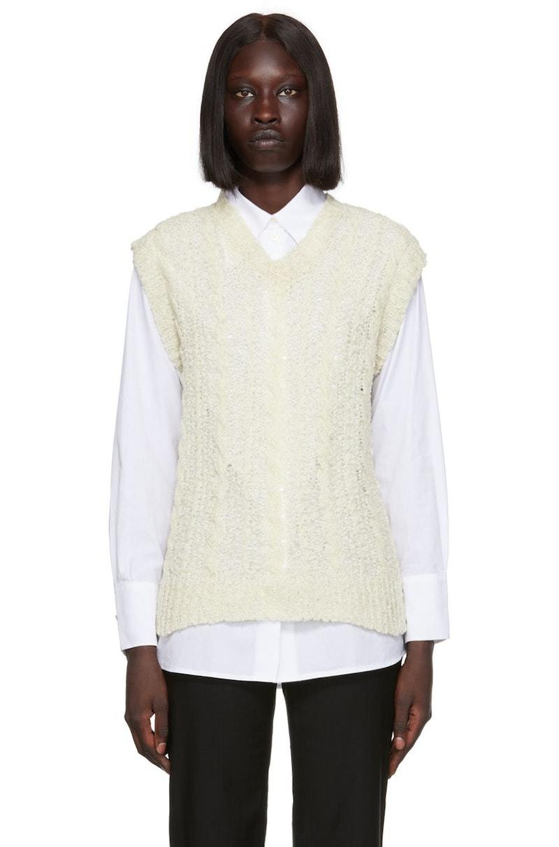 Our Legacy Sheer Cable Knitted Vest - White | Garmentory