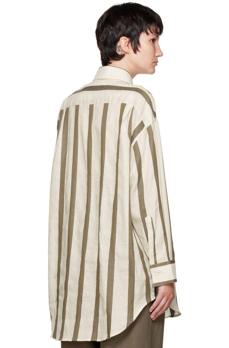 トップス bshop CORDERA CORDERA Off-White & Taupe Wide Stripes Shirt | Garmentory