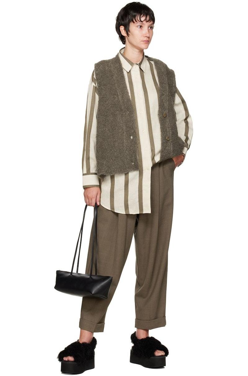 CORDERA Off-White & Taupe Wide Stripes Shirt | Garmentory