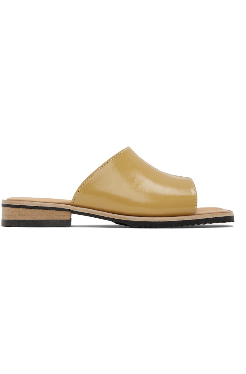 【OUR LEGACY】 SLIDE TAHINI YELLOW LEATHER TECH : A2227STA Our-Legacy-Leather-Sandals---