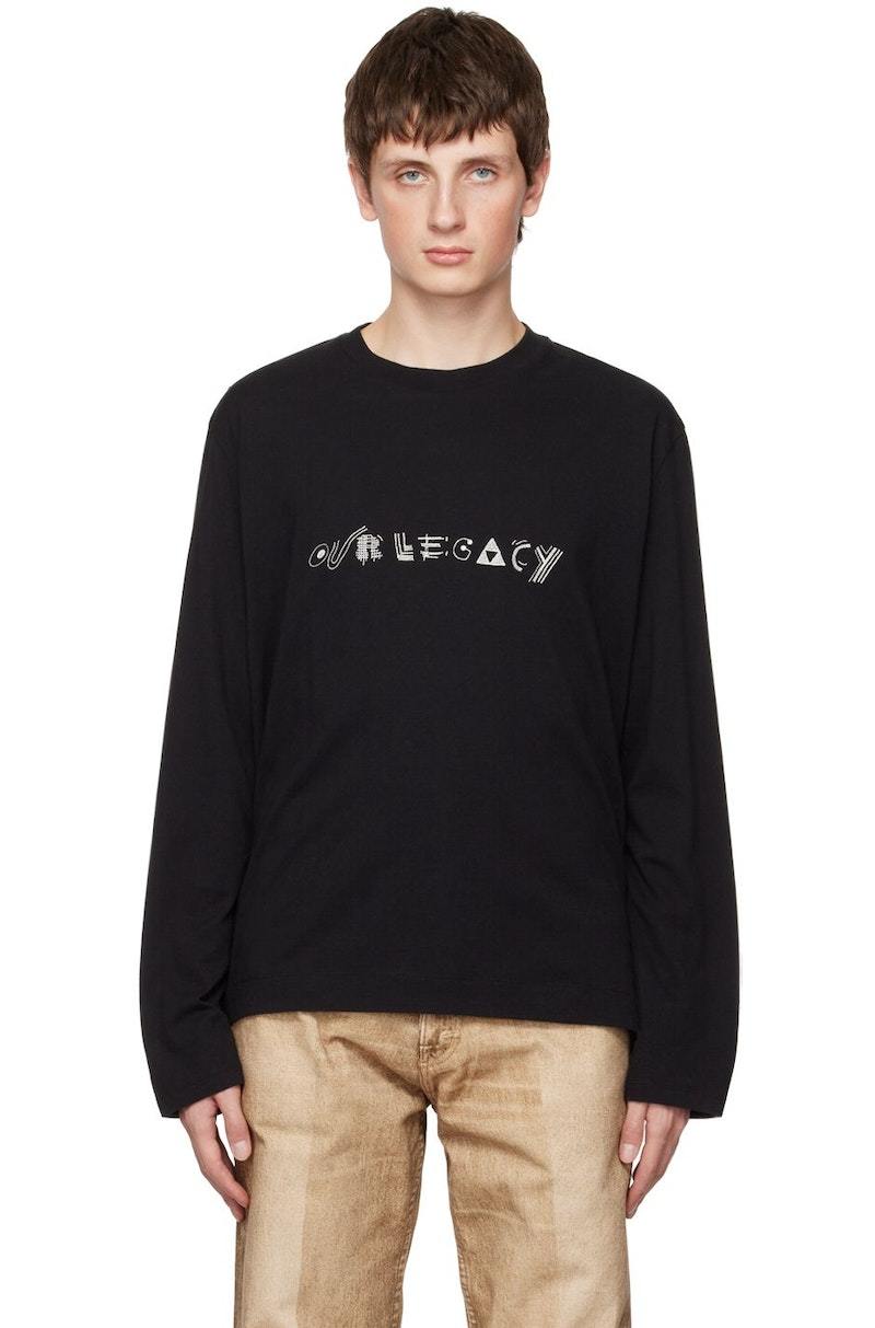 ★関税込★OUR LEGACY★LONGSLEEVE BLACK ABSTRACT EMBROIDERY Our Legacy - Box Longsleeve Black Abstract Embroidery