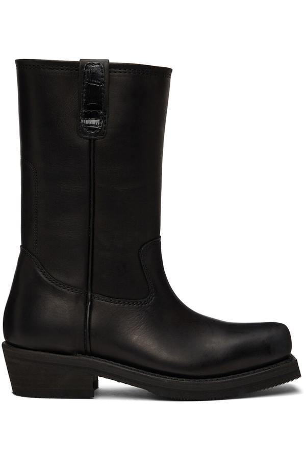 Our Legacy Black Leather Flat Toe Boots Garmentory