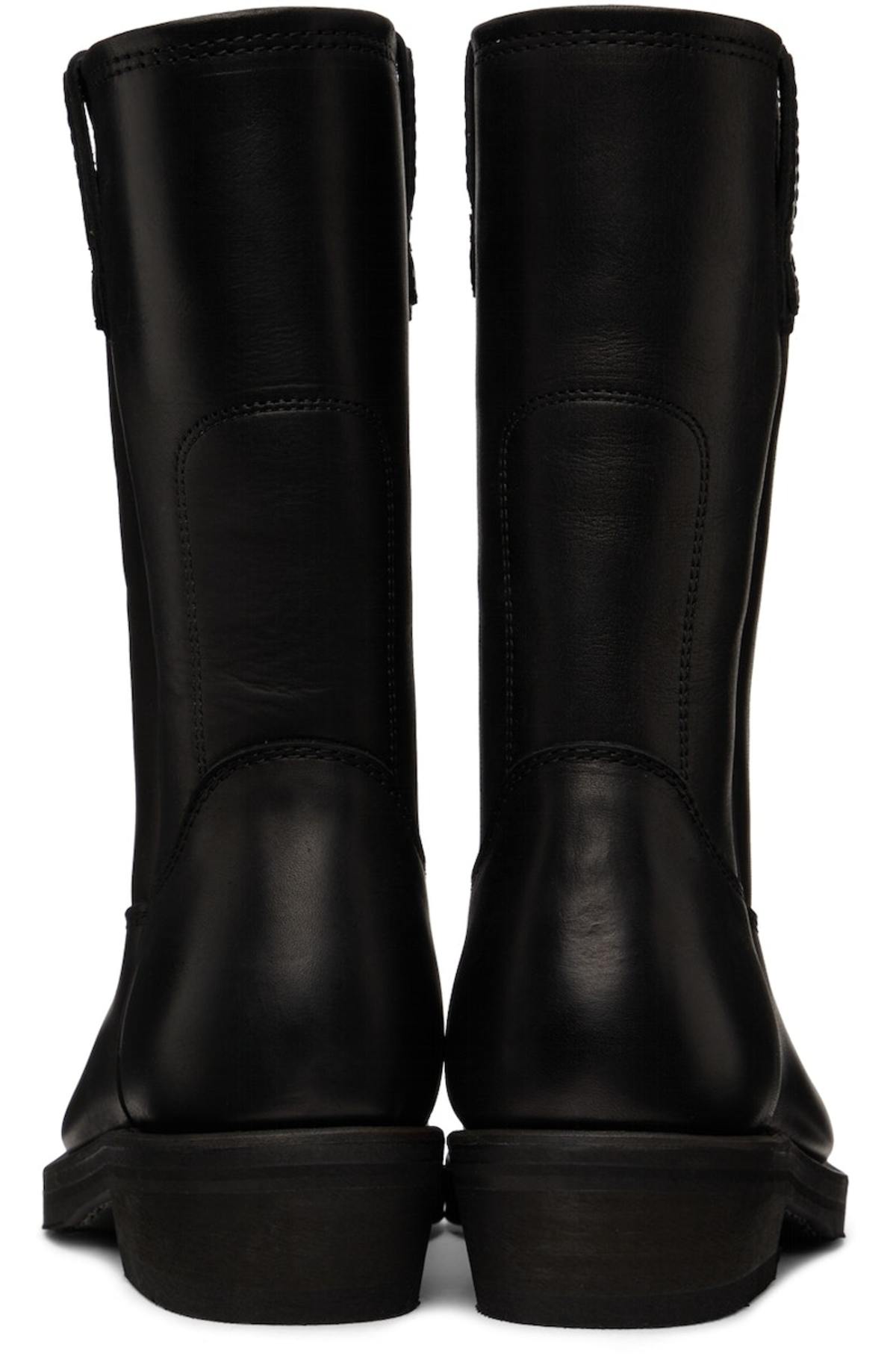 Our Legacy Black Leather Flat Toe Boots Garmentory