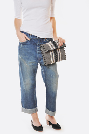 Antonello Jerru Black Striped Clutch Antonello Jerru Black Striped Clutch