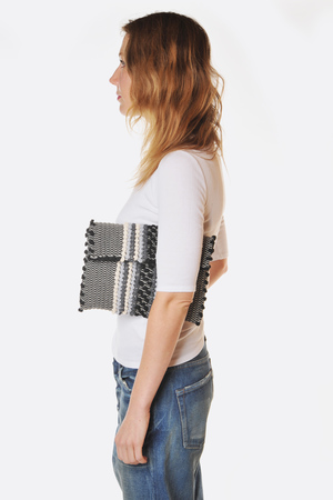 Antonello Jerru Black Striped Clutch Antonello Jerru Black Striped Clutch
