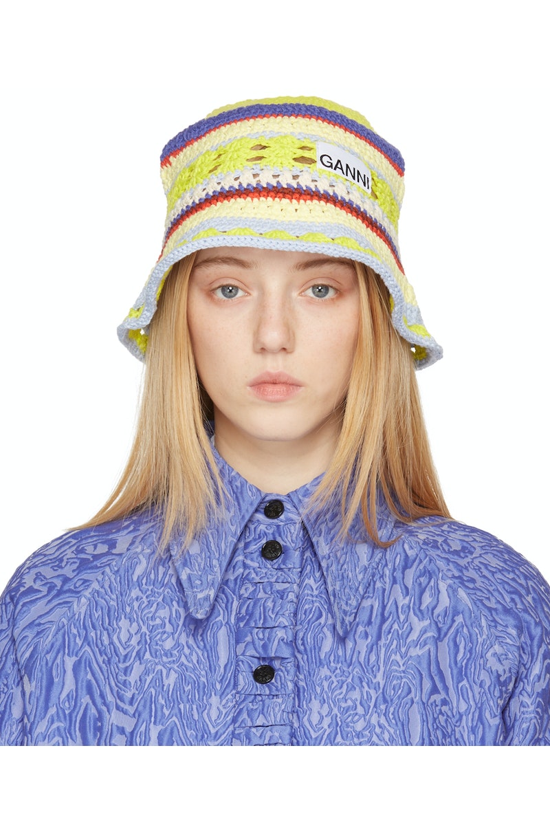 GANNI Multicolor Crochet Beach Hat - Heather | Garmentory