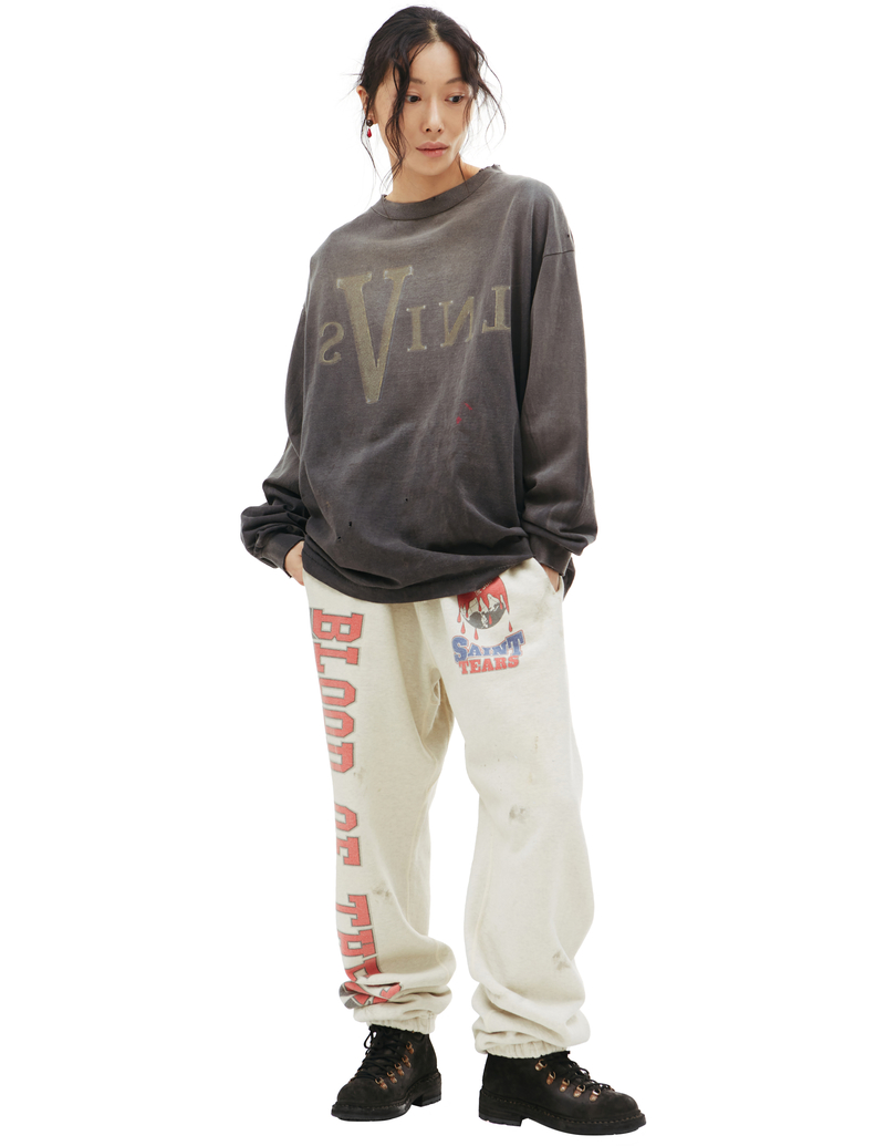 Saint Michael X Vlone Printed Long Sleeve T shirt - Gray | Garmentory