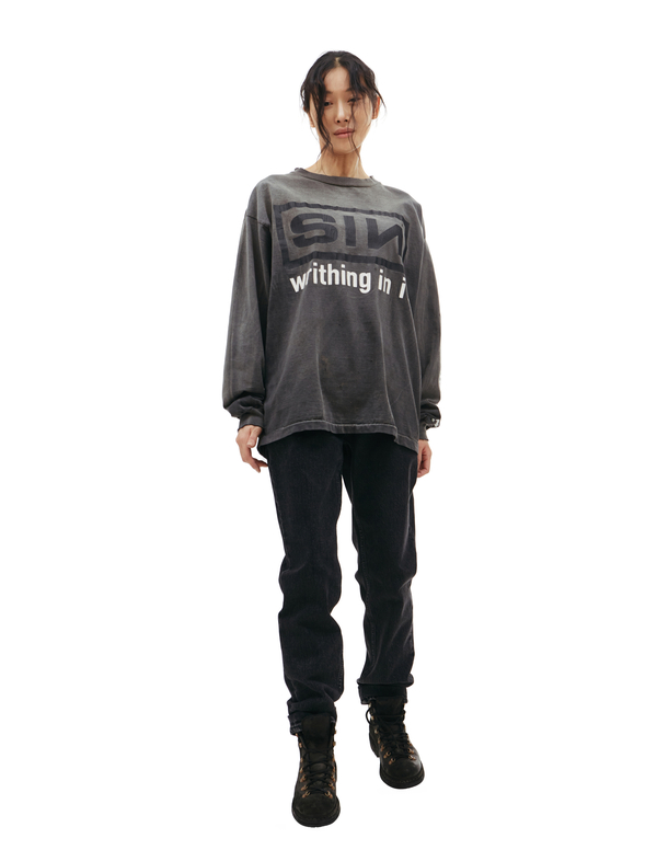 Saint Michael Sin Printed Long Sleeve T shirt - Gray
