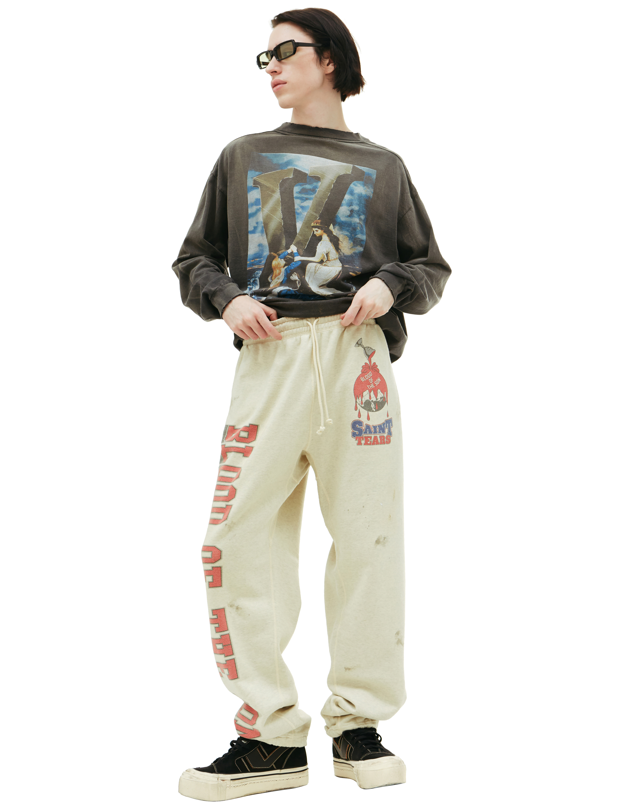 Saint Michael X Denim Tears Printed Sweatpants - Beige | Garmentory