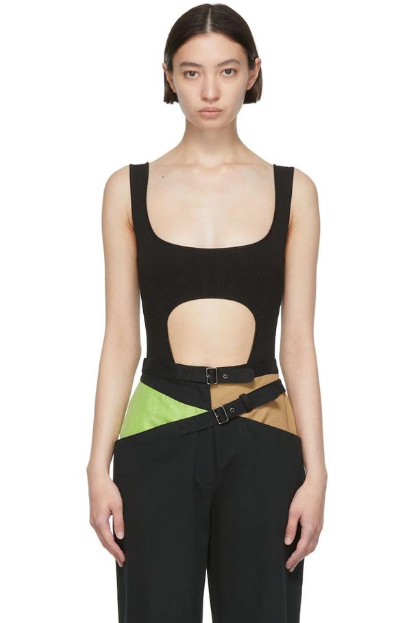 トップス MARYAM NASSIR ZADEH body suit Maryam Nassir Zadeh Acetate Bodysuit - Black | Garmentory