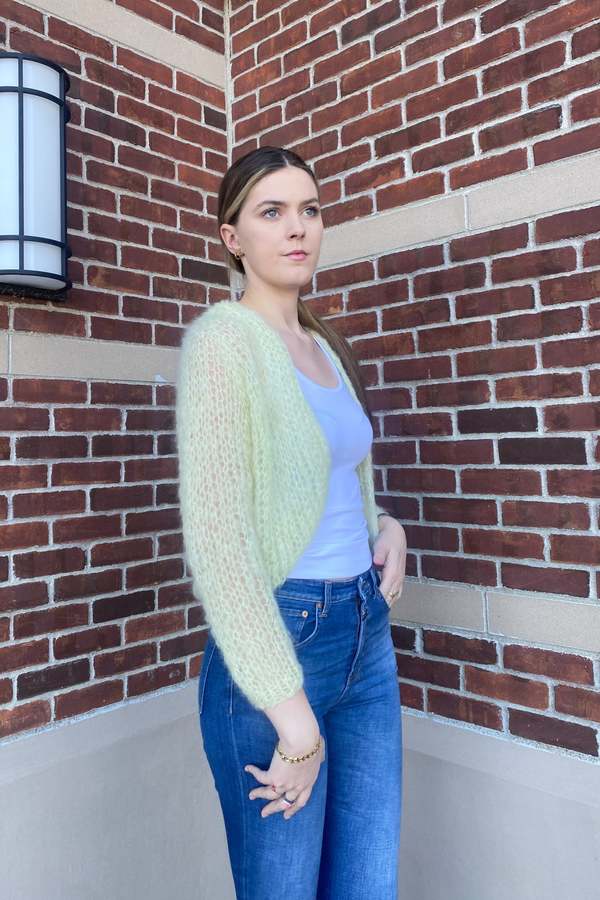 Maiami Mohair Small Cardigan Light Lime on Garmentory