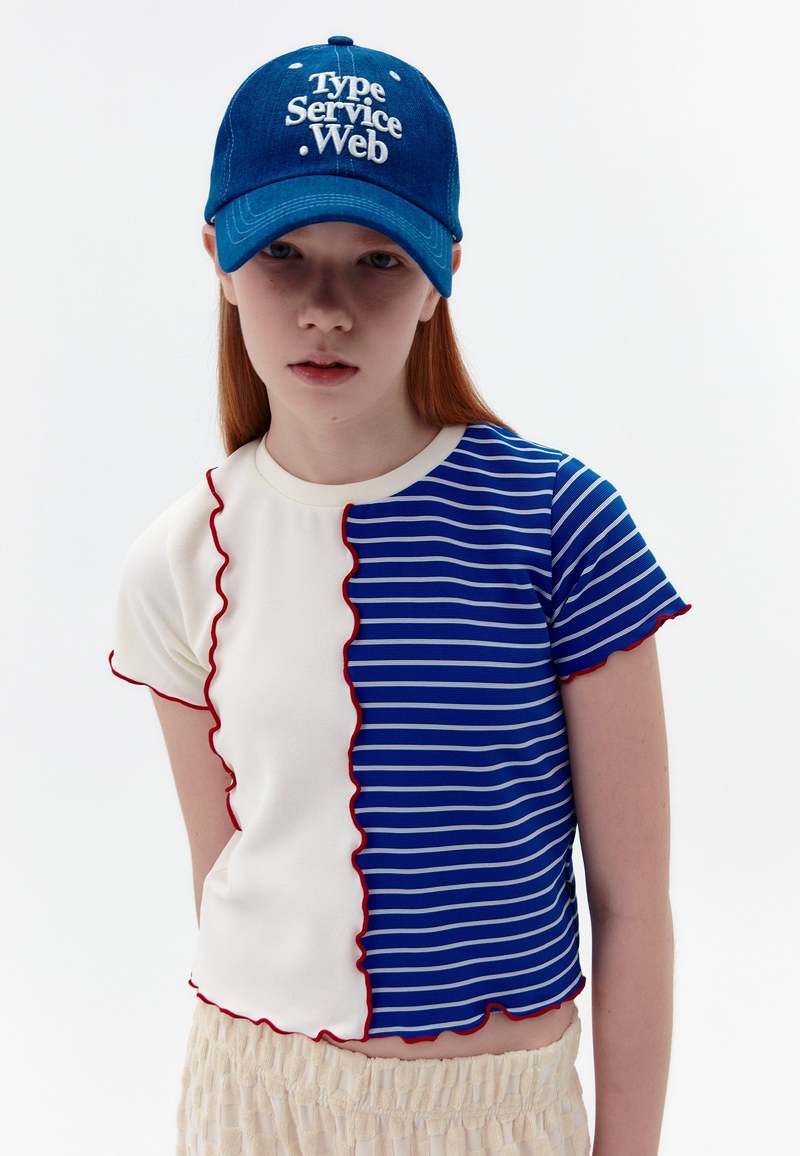 Tシャツ・カットソー [TYPESERVICE] Mixed Riffle Strap T-Shirt (2 color) Typeservice Riffle Colour Block T Shirt - Blue | Garmentory