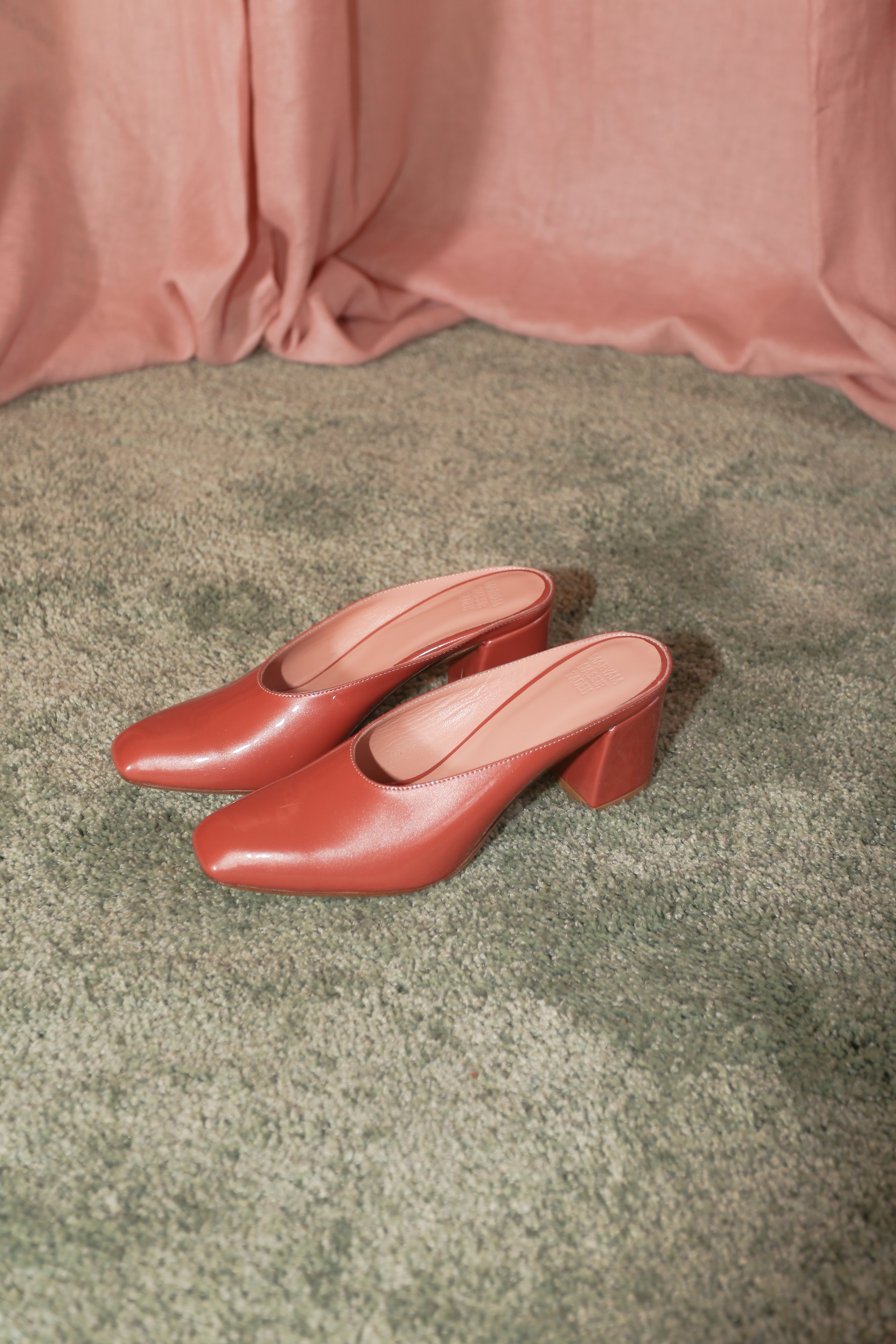 Maryam Nassir Zadeh Maryam Mule in Salmon Sparkle Patent | Garmentory