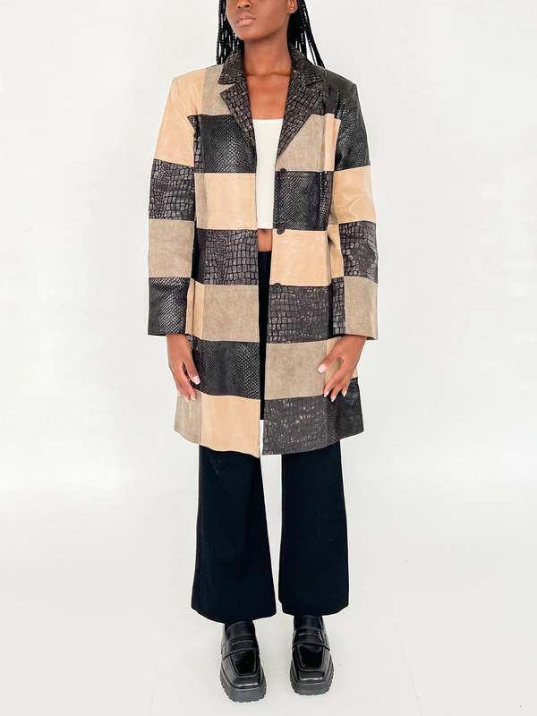 Patchwork Leather Coat multi Garmentory