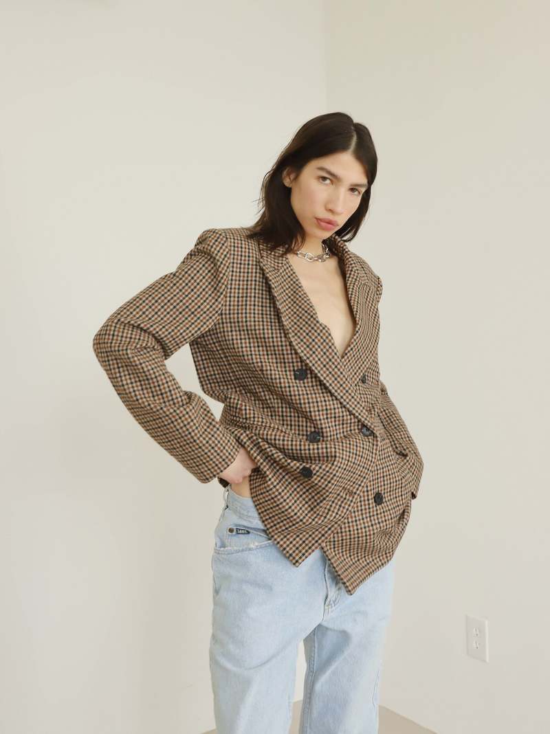 ASTR The Label Plaid Double Breasted Blazer - Multi