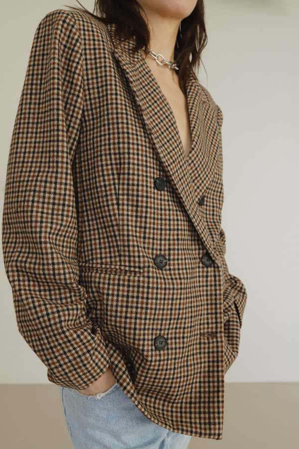 ASTR The Label Plaid Double Breasted Blazer - Multi