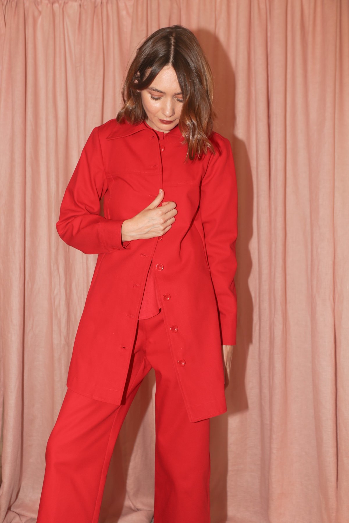Town Clothes Roberta Coat in Red - Image 1 of 6