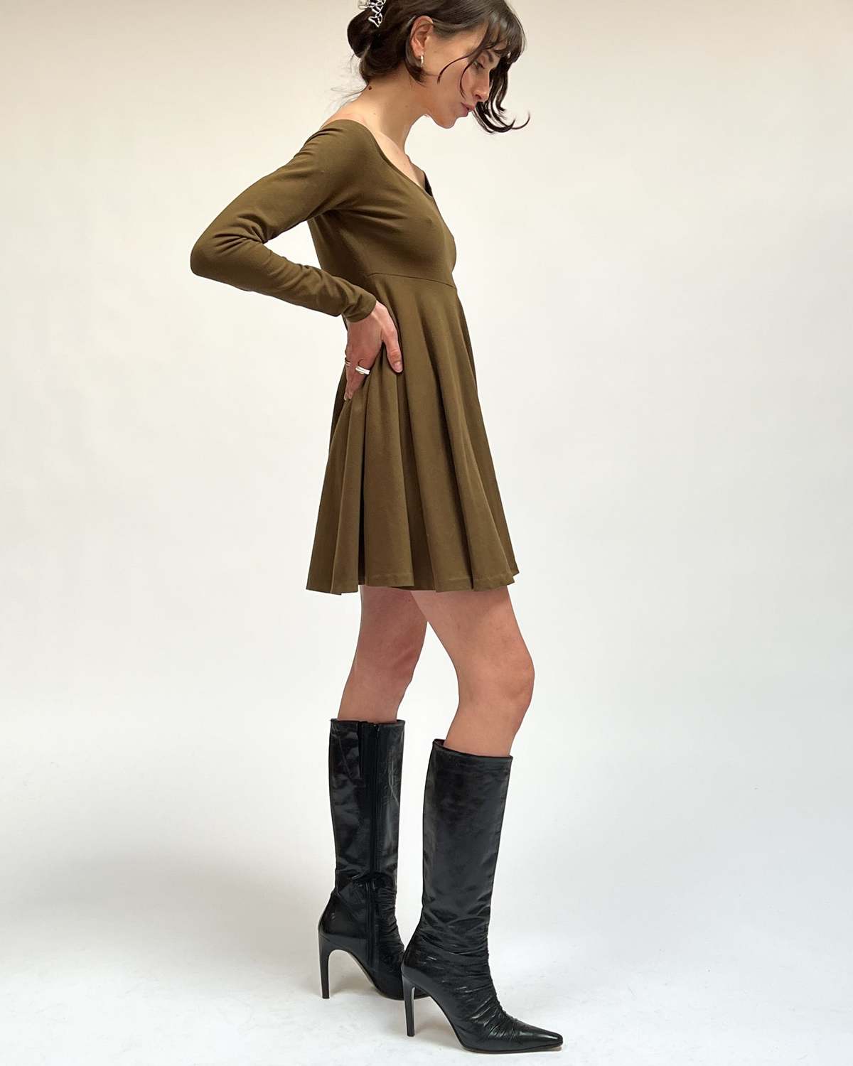 Forever 21 Long Sleeve Skater Dress Plus Size Midi Sweater Dress Vintage  Norma Kamali Dress - Olive | Garmentory