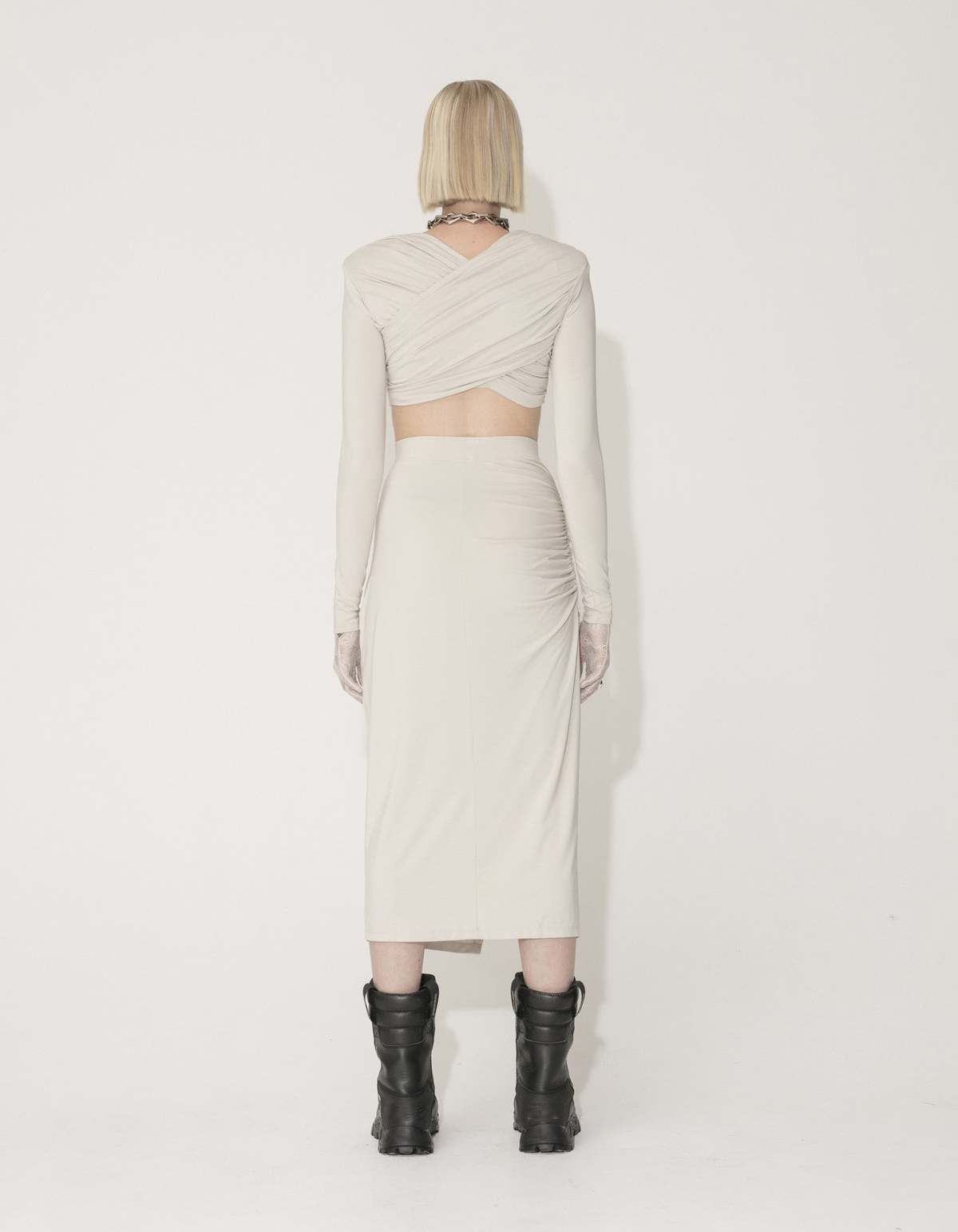 Han Kjøbenhavn Viscose Jersey Stretch Cropped Long Sleeve - Light Sand - Image 3 of 5