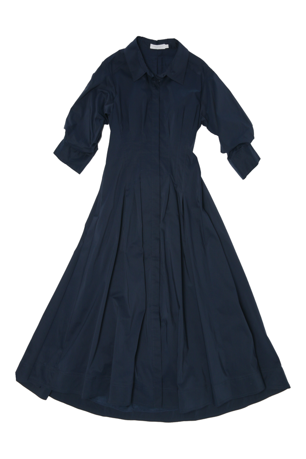 Jonathan Simkhai Jazz Cotton Poplin Pintuck Midi Dress - Midnight |  Garmentory