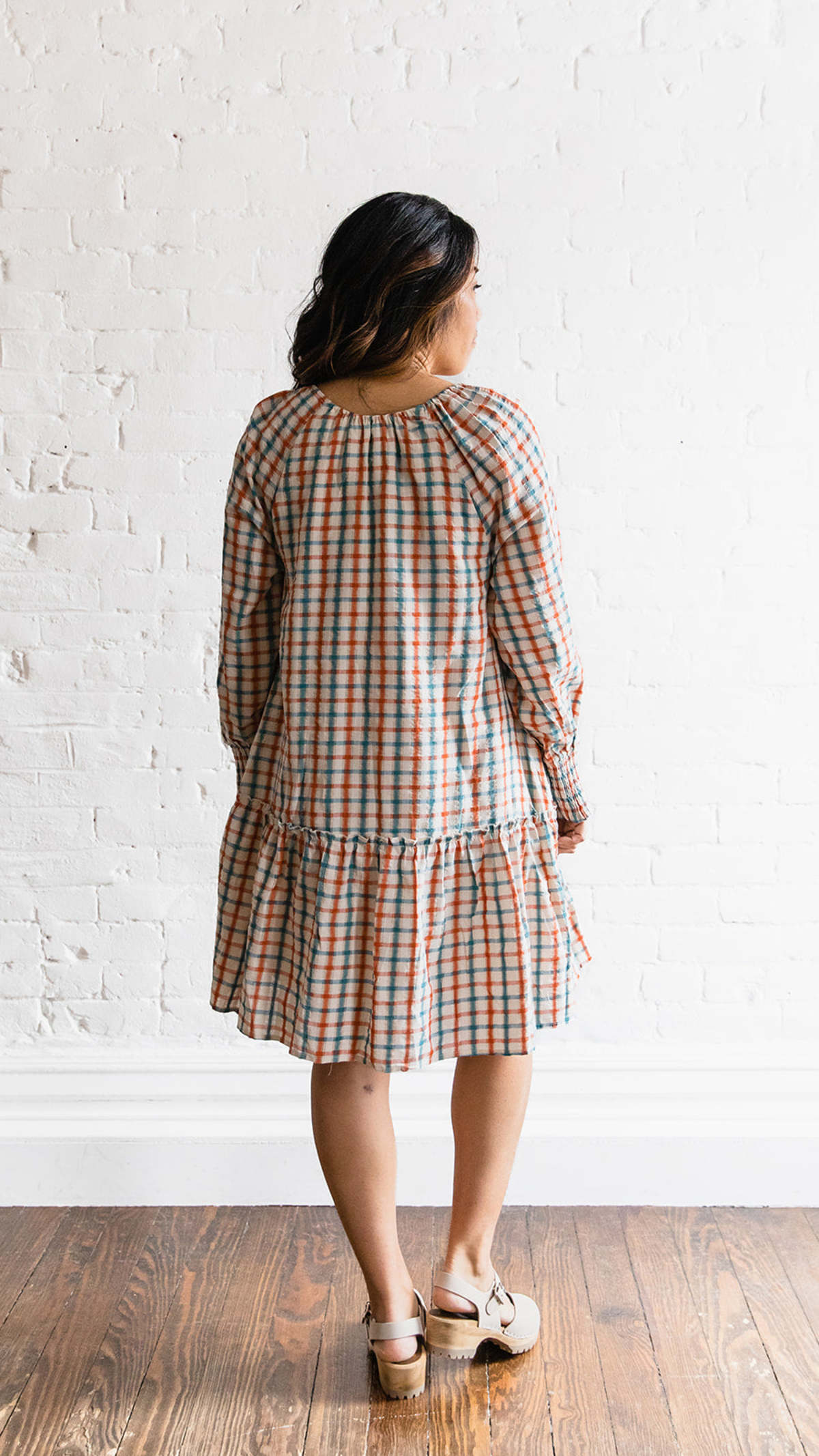 Hayden LA New Day Dress - Off white/red/blue plaid