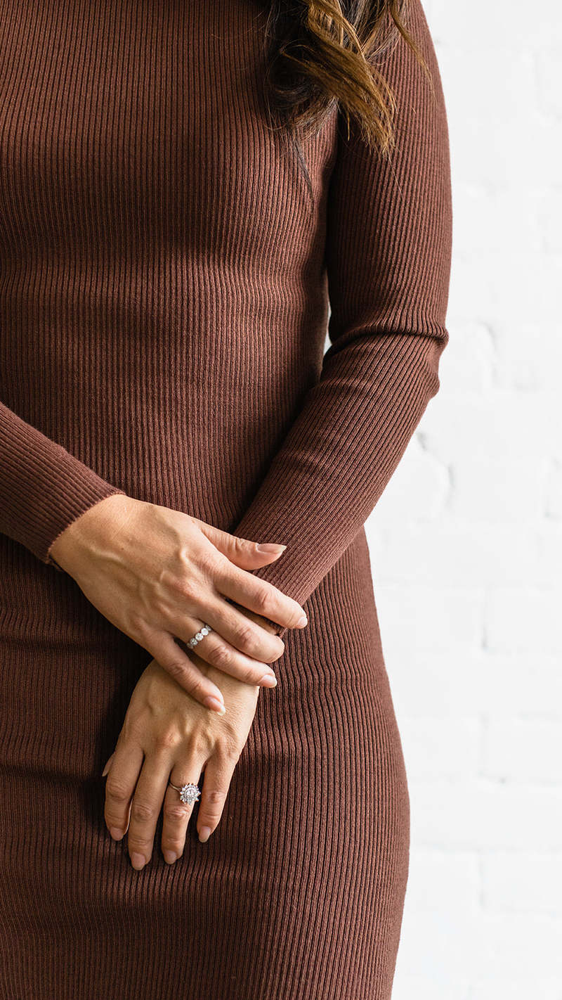 maxi brown sweater dress Long Sweater Dress Dark Brown