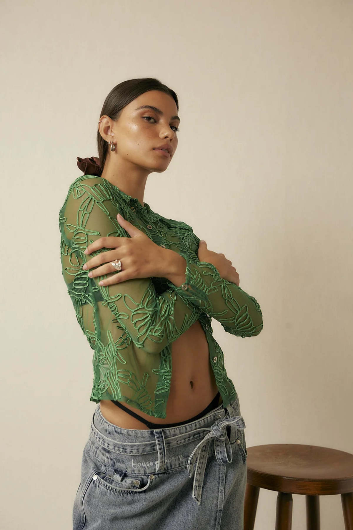 House of Sunny Barbed Wire Shirt - Green - Image 1 of 4