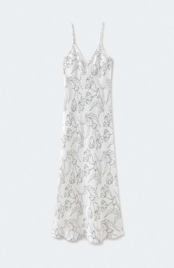 Silk Laundry 90s Slip Dress - White Tulips | Garmentory