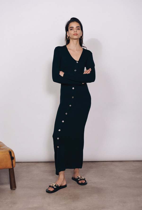 STEVIE LONG SLEEVE KNIT DRESS BLACK | Garmentory