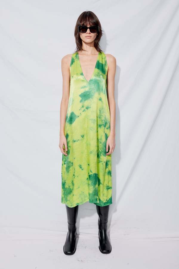 Assembly Satin Trapeze Dress - Tie Dye Citrus